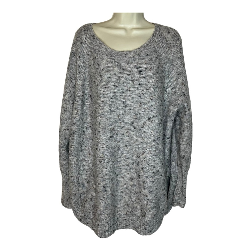 Ponsesa Women’s Gray Knit Curved Hem Sweater Wool Blend